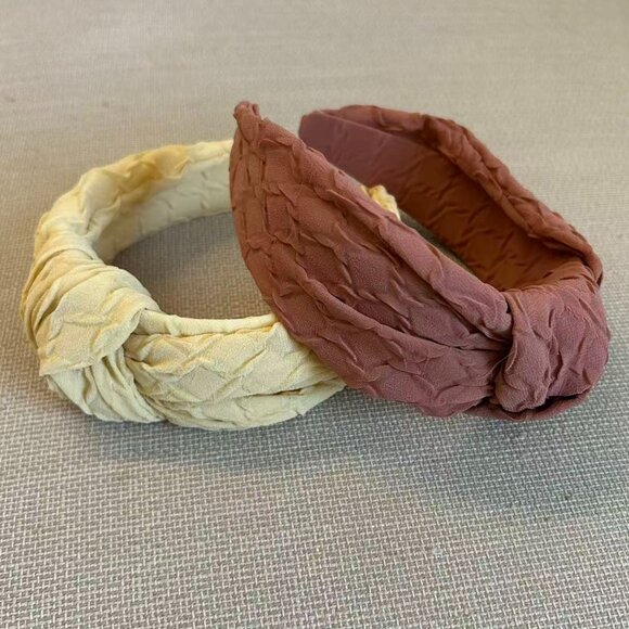 ✨ SALE Anthropologie Wide Knotted Headband Set of 2 Yellow/Blush Pink - Picture 1 of 2